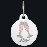 Bubbly Pink Champagne Toast Cheers Bridal Shower Pet ID Tag<br><div class="desc">Features an original marker illustration of two glasses of bubbly pink champagne. Simply personalize with your information. Designer is available to create and upload custom designs to match the colors and themes of your wedding--click "Ask this Designer" to begin the design process! Don't see what you're looking for? Need help...</div>