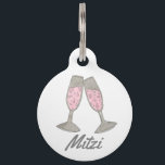 Bubbly Pink Champagne Toast Cheers Bridal Shower Pet ID Tag<br><div class="desc">Features an original marker illustration of two glasses of bubbly pink champagne. Simply personalize with your information. Designer is available to create and upload custom designs to match the colors and themes of your wedding--click "Ask this Designer" to begin the design process! Don't see what you're looking for? Need help...</div>
