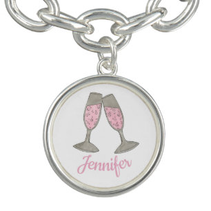 Bubbly Pink Champagne Toast Cheers Celebration Bracelet