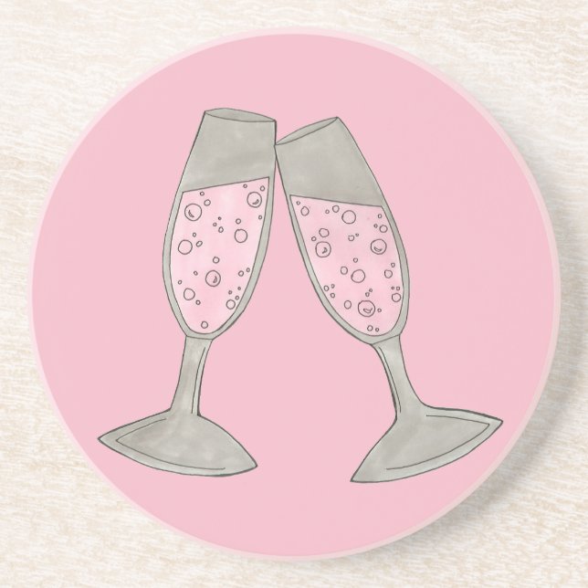 Bubbly Pink Champagne Toast Cheers Celebration Drink Coaster (Front)
