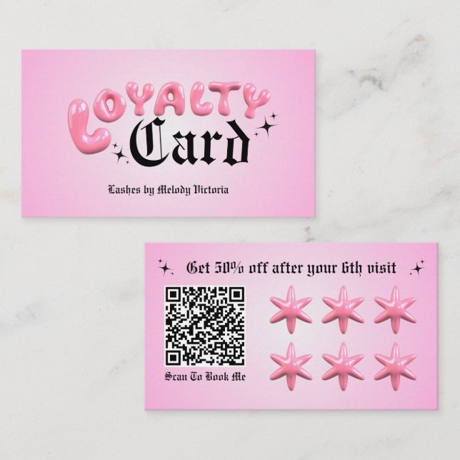 Bubbly Pink Loyalty Business Card (Front/Back)