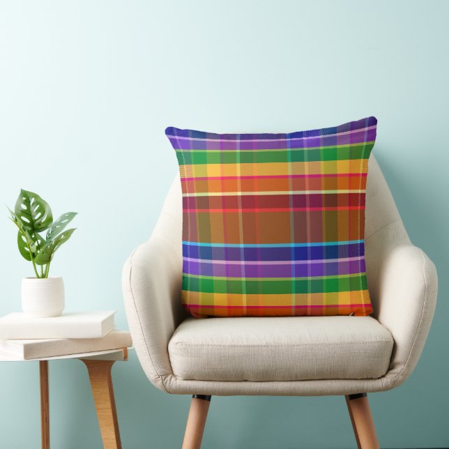 Bubbly Plaid AB Throw Pillow (Chair)