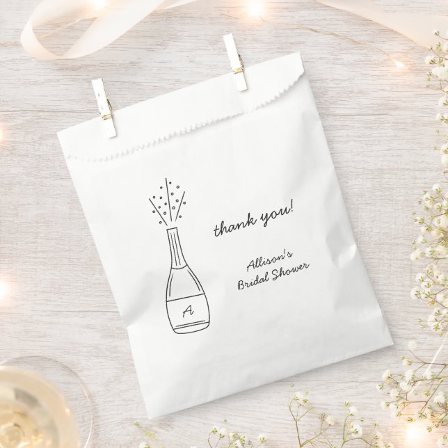 Bubbly Popping Champagne Bottle Bridal Shower Favor Bag (Clipped)