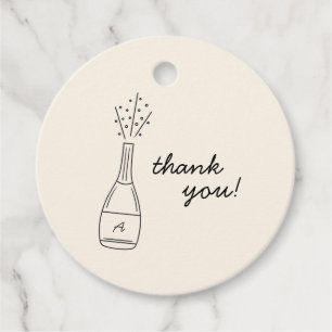 Bubbly Popping Champagne Bottle Bridal Shower Favor Tags