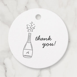 Bubbly Popping Champagne Bottle Bridal Shower Favor Tags