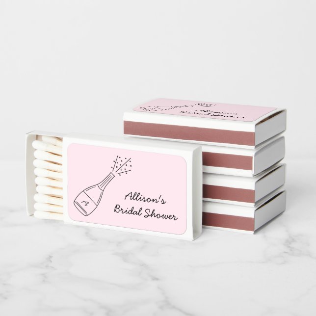 Bubbly Popping Champagne Bottle Bridal Shower Matchboxes (Stacked)