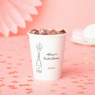 Bubbly Popping Champagne Bottle Bridal Shower Paper Cups