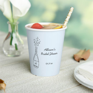 Bubbly Popping Champagne Bottle Bridal Shower Paper Cups