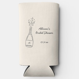 Bubbly Popping Champagne Bottle Bridal Shower Seltzer Can Cooler