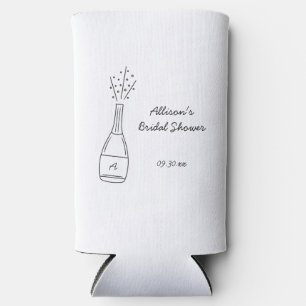 Bubbly Popping Champagne Bottle Bridal Shower Seltzer Can Cooler