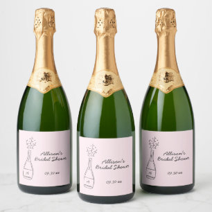 Bubbly Popping Champagne Bottle Bridal Shower Sparkling Wine Label