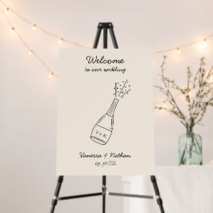 Bubbly Popping Champagne Bottle Wedding Welcome Foam Board