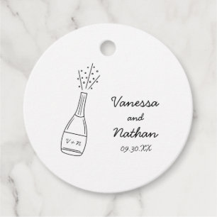 Bubbly Popping Champagne Bottle Whimsical Wedding Favor Tags