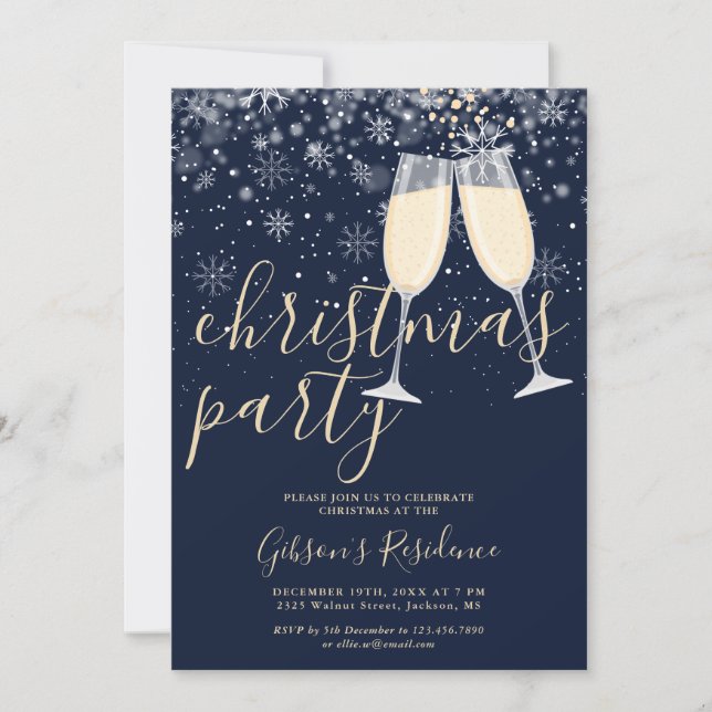 Bubbly Snowflakes Winter Christmas Party Invitation (Front)