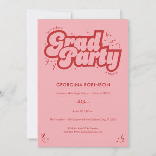 Bubbly Type Grad Party Invitation - Cherry