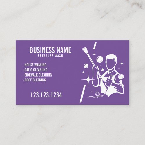 Bubbly White and Purple Pressure Washer Gun Business Card