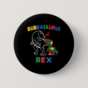 Bubbysaurus Autism Awareness Brother Dinosaur Sibl Button