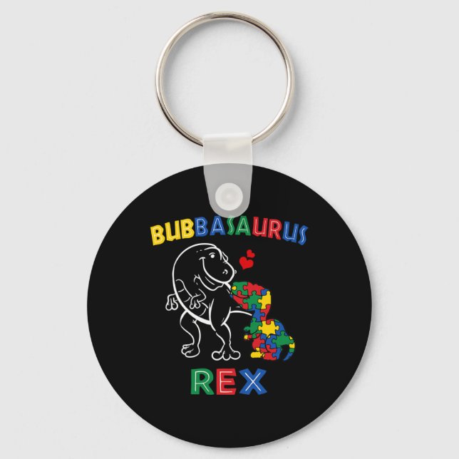 Bubbysaurus Autism Awareness Brother Dinosaur Sibl Keychain (Front)