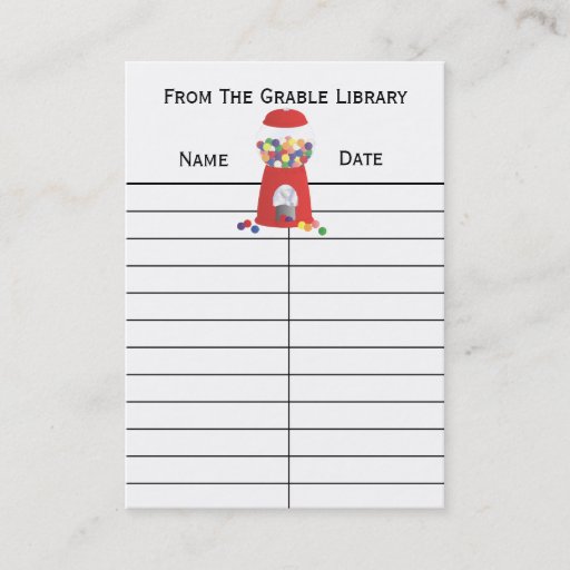 Customizable Bublegum Machine Book Return Cards Business Card