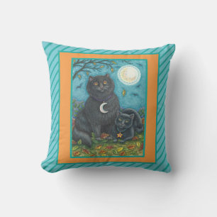 BUBO AND PYEWACKET, BLACK CATS THROW PILLOW