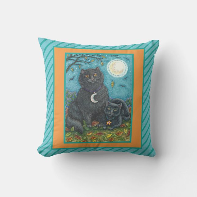 BUBO AND PYEWACKET, BLACK CATS THROW PILLOW (Front)