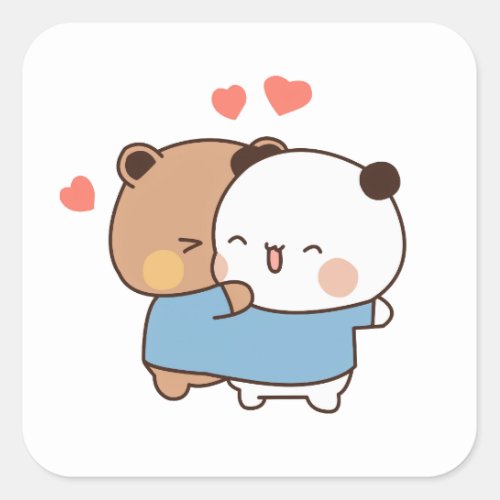 bubu and dudu Milk and Mocha Bears Kawaii couple Square Sticker