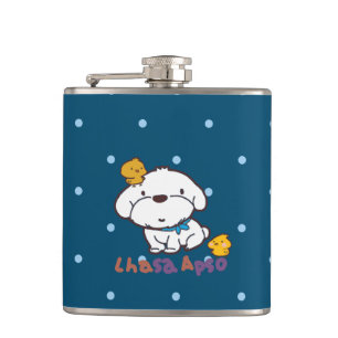 bubu and guagua( Lhasa apso and little chicken) Flask