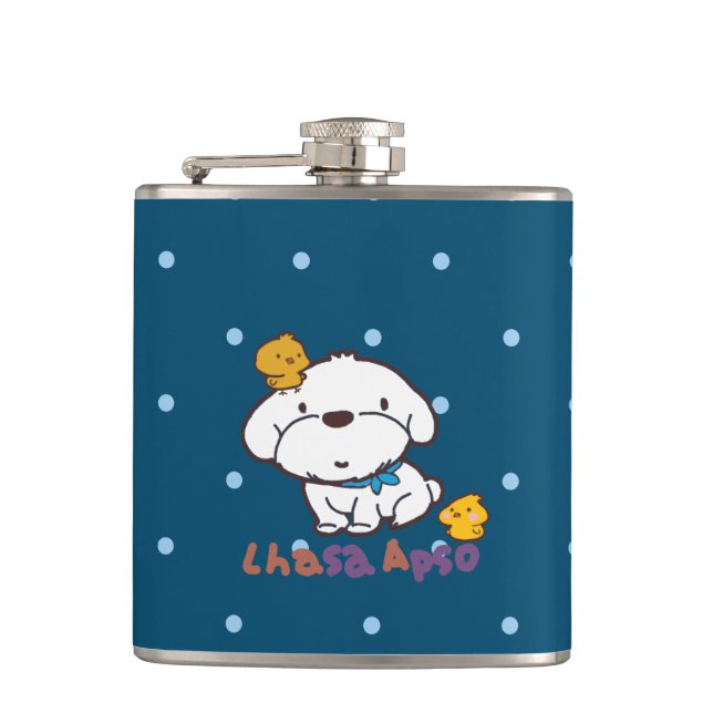 bubu and guagua( Lhasa apso and little chicken) Flask (Front)
