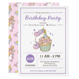 Kawaii Cupcake Birthday Invitations Zazzle