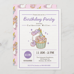 Bubu and Moonch Unicorn Birthday Invitation