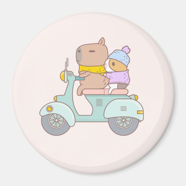 Bubu and Moonch, Vintage Scooter Magnet (Front)
