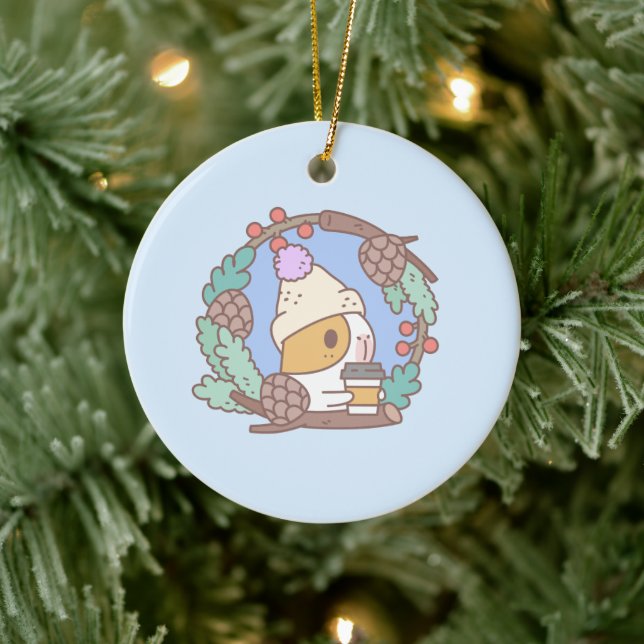 Bubu the Guinea Pig, Coffee Break Ceramic Ornament (Tree)