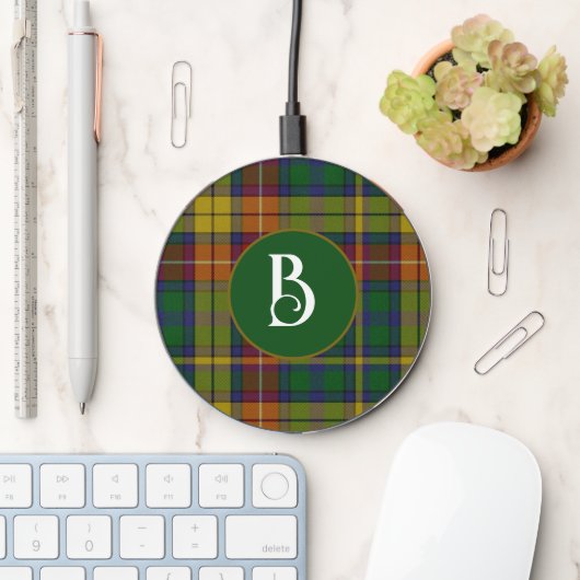 Bucanan Plaid Monogrammed Wireless Charger (Desk)