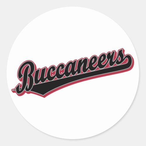 Buccaneers script logo in Black and Red Classic Round Sticker