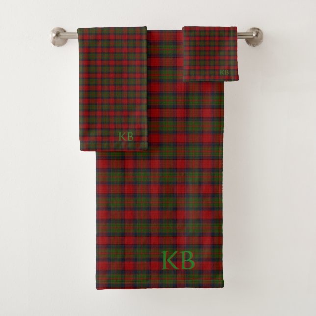 Buccleuch Official Tartan with monogram / initials Bath Towel Set (Insitu)