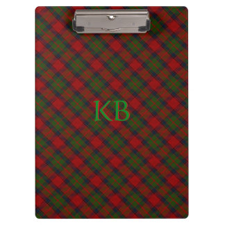 Buccleuch Official Tartan with monogram / initials Clipboard