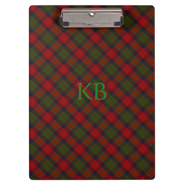 Buccleuch Official Tartan with monogram / initials Clipboard (Front)