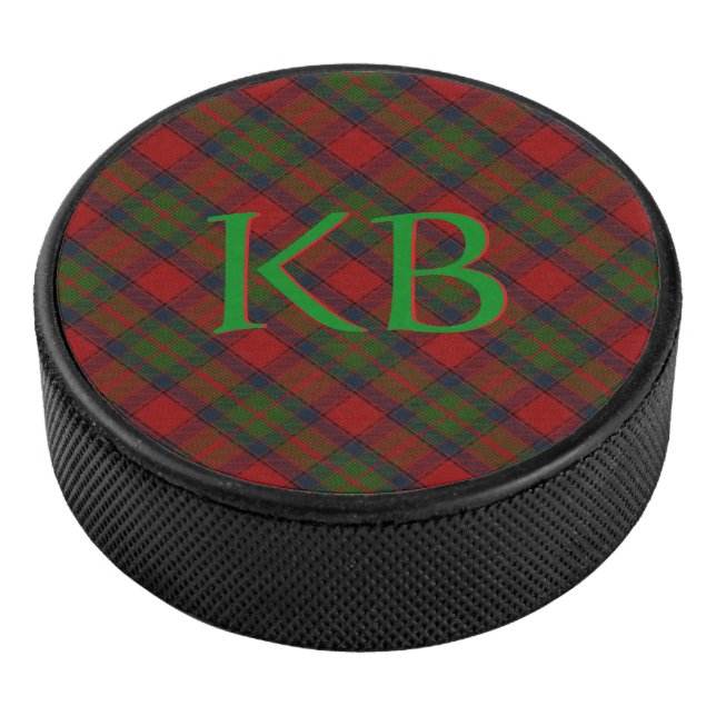 Buccleuch Official Tartan with monogram / initials Hockey Puck (3/4)