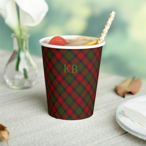 Buccleuch Official Tartan with monogram  initials Paper Cups