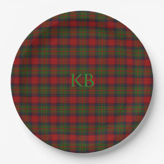 Buccleuch Official Tartan with monogram / initials Paper Plates