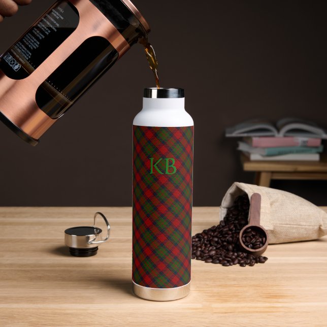 Buccleuch Official Tartan with monogram / initials Water Bottle (Coffee)