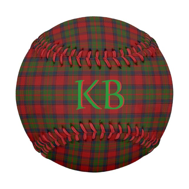 Buccleuch Official Tartan with monogram / name Baseball (Front)