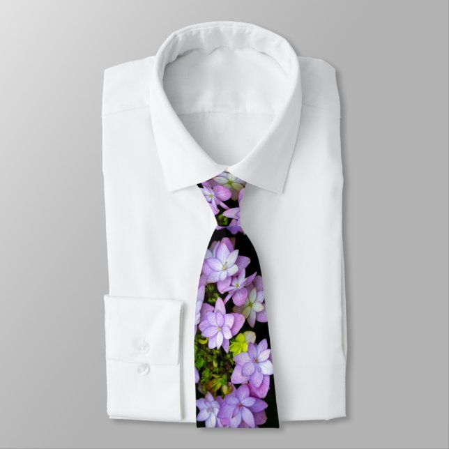 Buch of Many Petaled Purple Flowers Neck Tie (Tied)