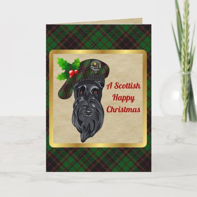 Buchan Badge & Tartan Personalized Xmas Card (Front)