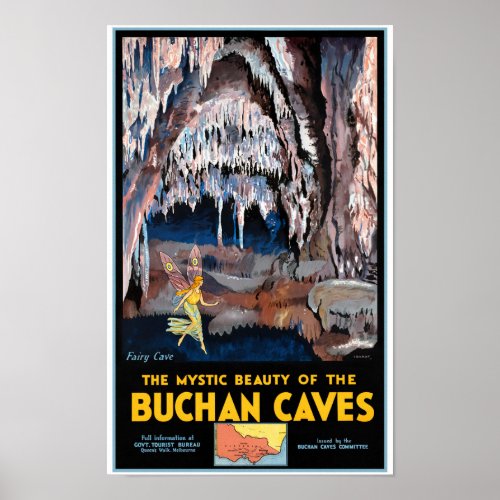 Buchan Caves Australia Vintage Poster