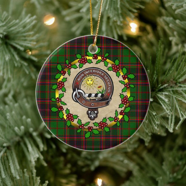 Buchan Clan Badge & Tartan Personalized Xmas  Ceramic Ornament (Tree)