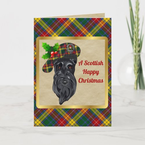 Buchanan Badge  Tartan Personalized Xmas Card