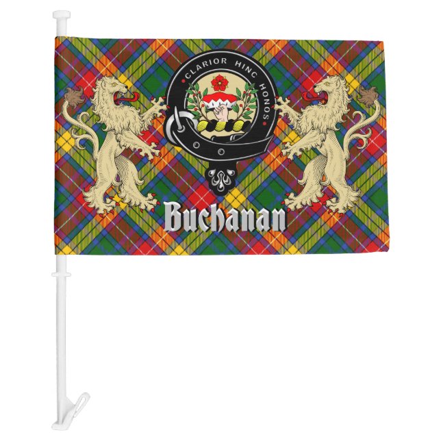 Buchanan Clan Badge & Tartan  Car Flag (Front)