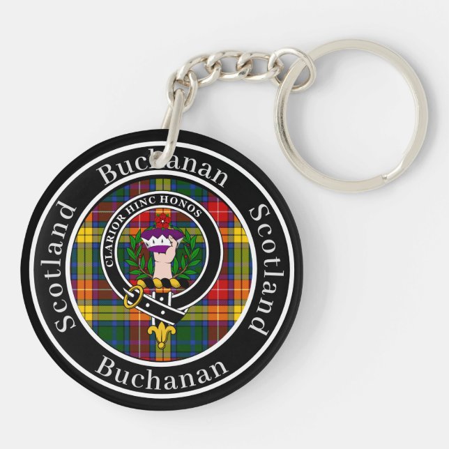 Buchanan Clan Badge & Tartan Keychain (Back)