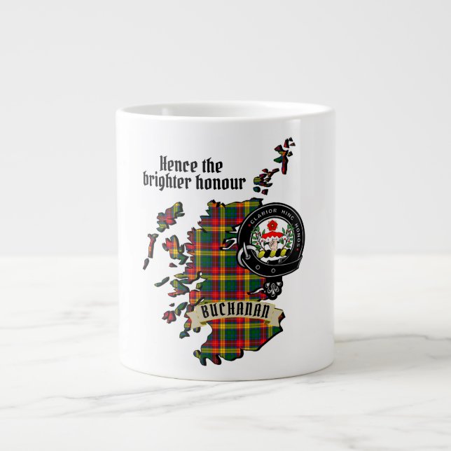 Buchanan Clan Badge & Tartan Map of Scotland  Giant Coffee Mug (Front)